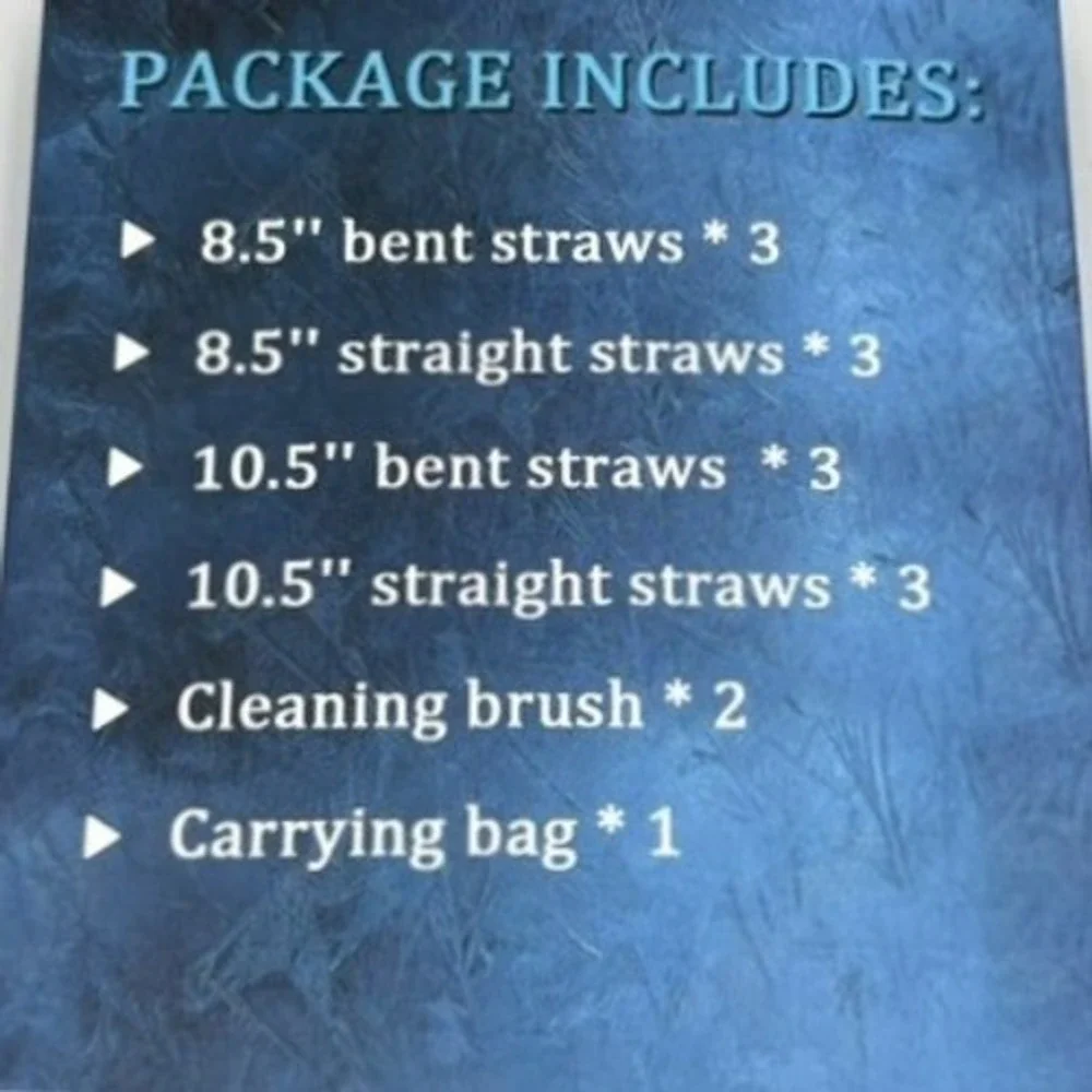 Hiware Black Metal Straws 12pk Stainless Steel 8.5-10.5in Reusable New